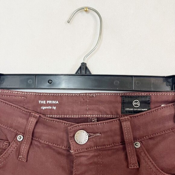 AG Adriano Goldschmied The Prima Cigarette Leg Brown Pants Jeans - Size 25 - Picture 3 of 7